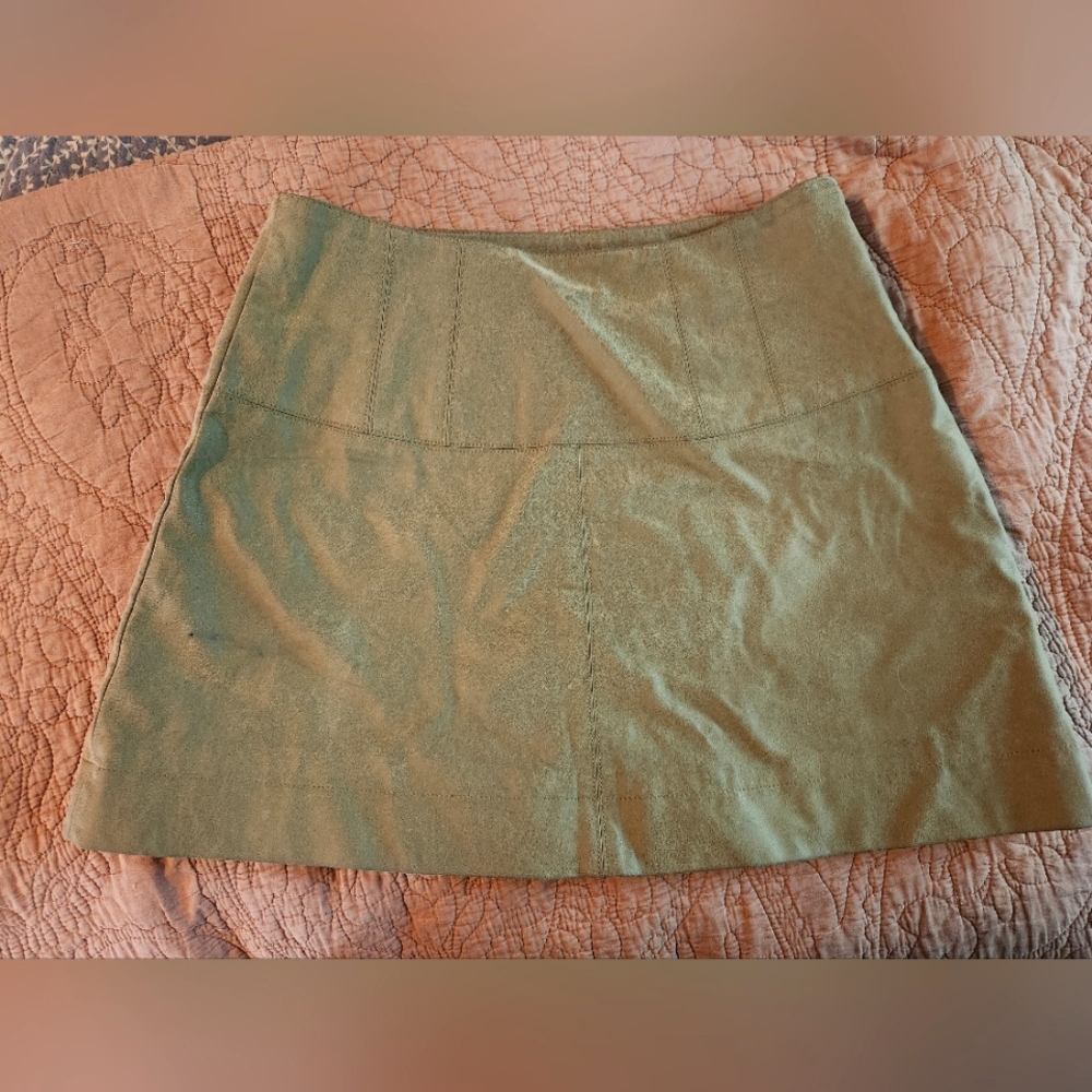 Free People Vegan Leather Tan Mini Skirt Size 6